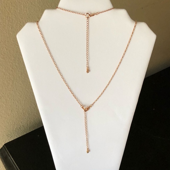 NEW Double layer necklace rose gold long length - Picture 6 of 7